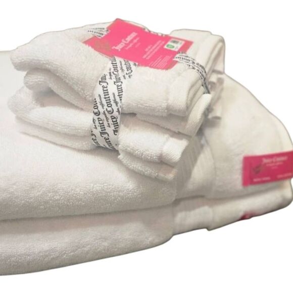 Juicy Couture Home Plush Oversized Bath Towel Set- White - Picture 2 of 5